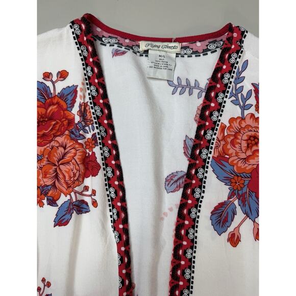 Flying Tomato Womens Floral Kimono SZ M L Cover Up Cruise Vacation Beach Duster - Picture 4 of 11